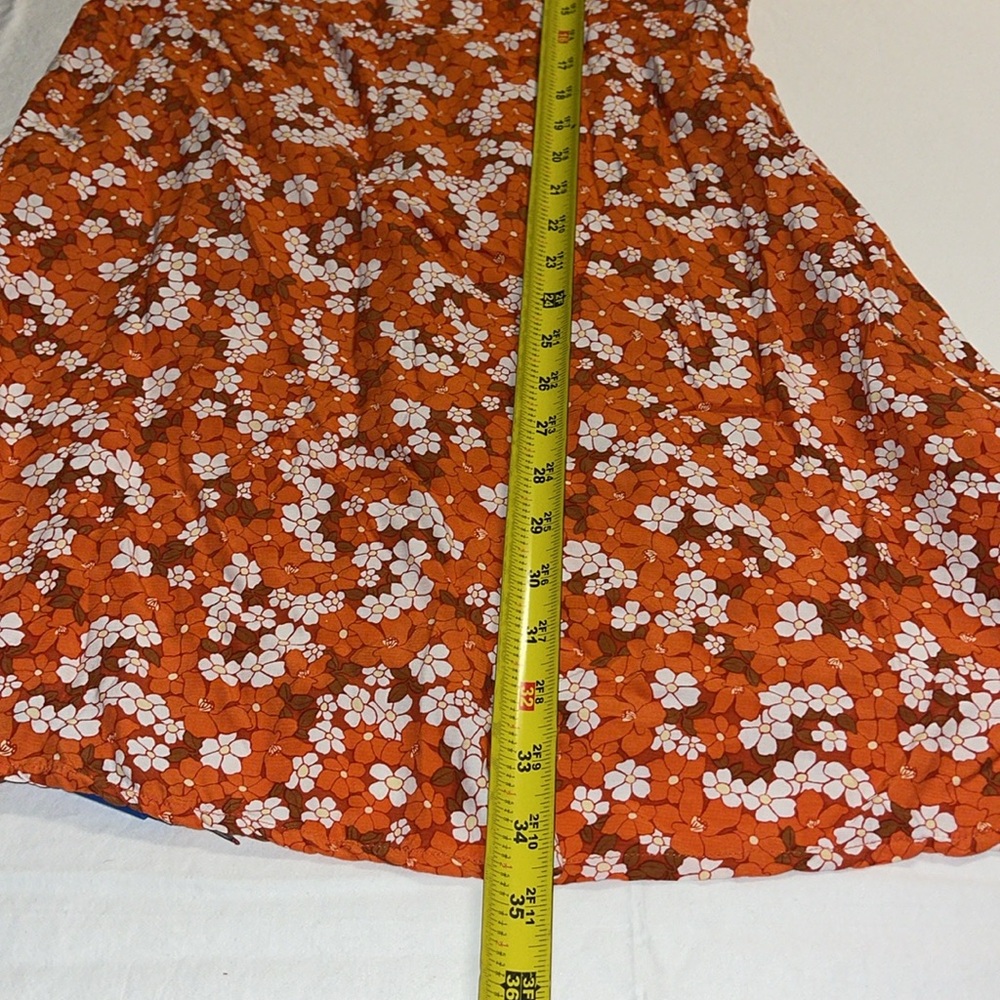 FAITHFULL THE BRAND Allegra Smocked Floral Mini Dress Orange White Size 10 - Picture 14 of 17